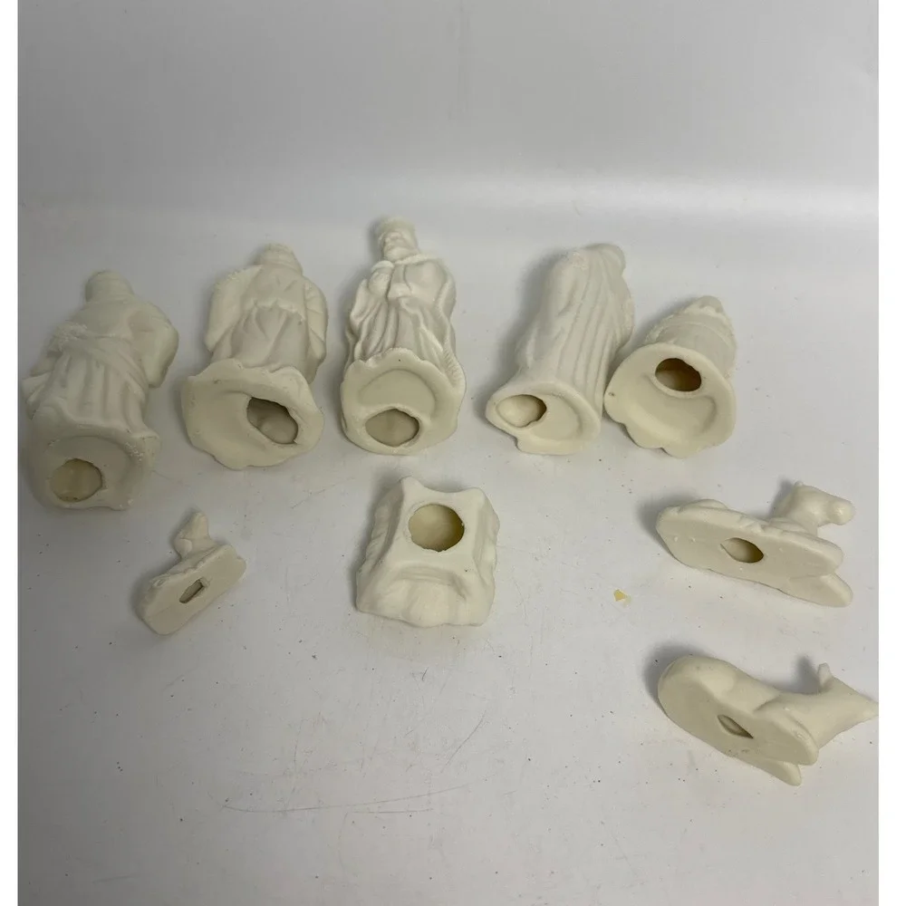 Unbranded Nativity Set 9 Piece Cream White Christmas Figurines Excellent Small